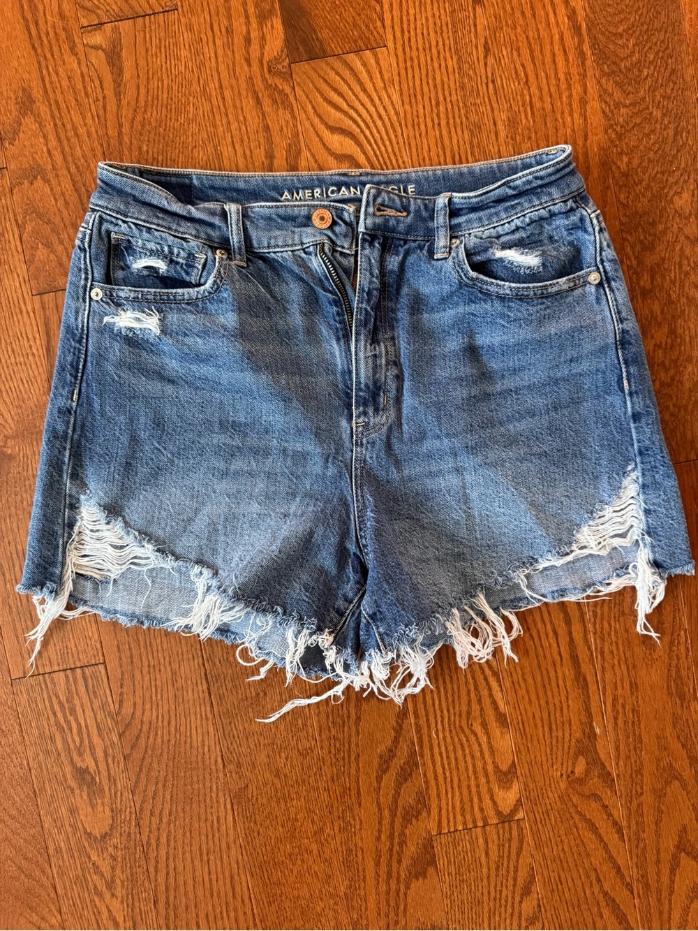 American Eagle Outfitters Distressed Dark Blue Denim Cutoff Shorts